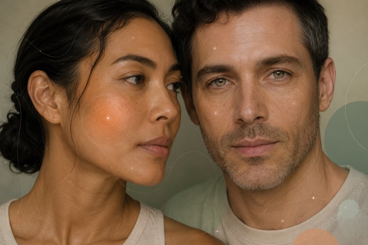 Two people at ease in their skin, photographed in calm, honest light